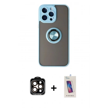 MARSİLYAN™- iPhone 14 Pro Max Kılıf Yörünge Çizgi - Siyah Joko 5D Cam + PVD Metal Kamera Lens - TU