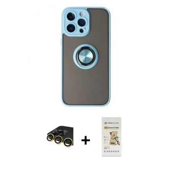 MARSİLYAN™- iPhone 14 Pro Max Kılıf Yörünge Çizgi - Siyah Mat Seramik Nano Ekran Koruyucu + Raze Metal Kamera Lens - GD
