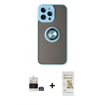 MARSİLYAN™- iPhone 14 Pro Max Kılıf Yörünge Çizgi - Siyah Mat Seramik Nano Ekran Koruyucu + Bilvis Titan Kamera Lens - GS