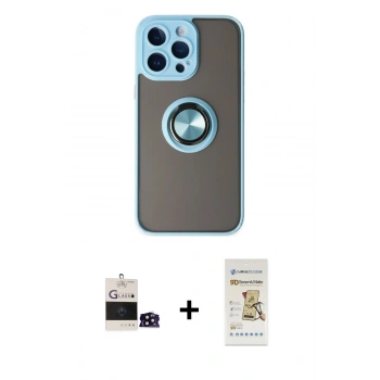 MARSİLYAN™- iPhone 14 Pro Max Kılıf Yörünge Çizgi - Siyah Mat Seramik Nano Ekran Koruyucu + Bilvis Titan Kamera Lens - SH