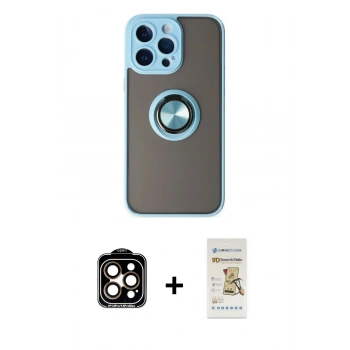 MARSİLYAN™- iPhone 14 Pro Max Kılıf Yörünge Çizgi - Siyah Mat Seramik Nano Ekran Koruyucu + PVD Metal Kamera Lens - TU
