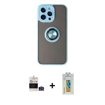 MARSİLYAN™- iPhone 14 Pro Max Kılıf Yörünge Çizgi - Siyah Polymer Nano Ekran Koruyucu + Bilvis Titan Kamera Lens - DNMR