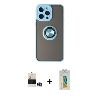MARSİLYAN™- iPhone 14 Pro Max Kılıf Yörünge Çizgi - Siyah Polymer Nano Ekran Koruyucu + Bilvis Titan Kamera Lens - GD
