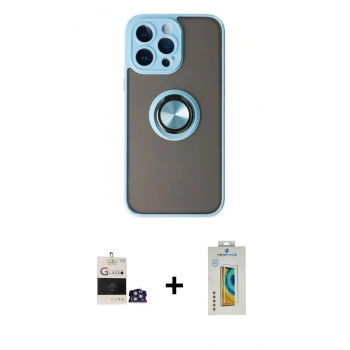 MARSİLYAN™- iPhone 14 Pro Max Kılıf Yörünge Çizgi - Siyah Polymer Nano Ekran Koruyucu + Bilvis Titan Kamera Lens - GS