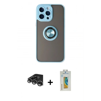 MARSİLYAN™- iPhone 14 Pro Max Kılıf Yörünge Çizgi - Siyah Polymer Nano Ekran Koruyucu + Raze Metal Kamera Lens - GS