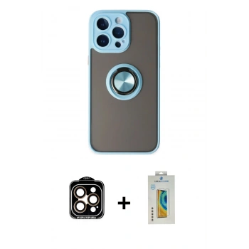 MARSİLYAN™- iPhone 14 Pro Max Kılıf Yörünge Çizgi - Siyah Polymer Nano Ekran Koruyucu + PVD Metal Kamera Lens - TU