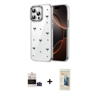MARSİLYAN™- iPhone 14 Pro Max Kılıf Yörünge Form - Siyah 6D Mat Seramik Hayalet Nano Ekran Koruyucu + Bilvis Titan Kamera Lens - SH