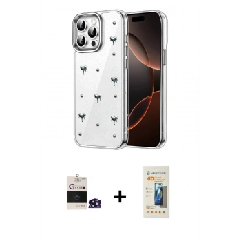 MARSİLYAN™- iPhone 14 Pro Max Kılıf Yörünge Form - Siyah 6D Mat Seramik Hayalet Nano Ekran Koruyucu + Bilvis Titan Kamera Lens - DNMR