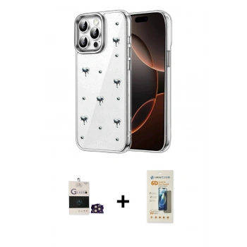 MARSİLYAN™- iPhone 14 Pro Max Kılıf Yörünge Form - Siyah 6D Mat Seramik Hayalet Nano Ekran Koruyucu + Bilvis Titan Kamera Lens - GD