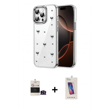MARSİLYAN™- iPhone 14 Pro Max Kılıf Yörünge Form - Siyah Joko 5D Cam + Bilvis Titan Kamera Lens - SH