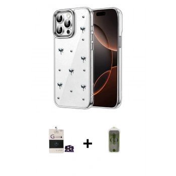 MARSİLYAN™- iPhone 14 Pro Max Kılıf Yörünge Form - Siyah Joko Magic 5D Hayalet Cam + Bilvis Titan Kamera Lens - GD
