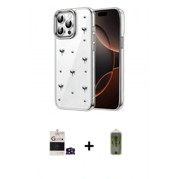 MARSİLYAN™- iPhone 14 Pro Max Kılıf Yörünge Form - Siyah Joko Magic 5D Hayalet Cam + Bilvis Titan Kamera Lens - DNMR