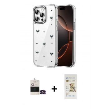 MARSİLYAN™- iPhone 14 Pro Max Kılıf Yörünge Form - Siyah Mat Seramik Nano Ekran Koruyucu + Bilvis Titan Kamera Lens - GD