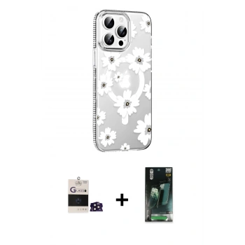 MARSİLYAN™- iPhone 14 Pro Max Kılıf Yörünge Işık Prime - Şeffaf 360 Full Body Arka Koruyucu + Bilvis Titan Kamera Lens - DNMR