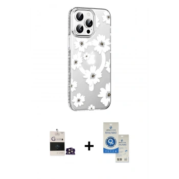 MARSİLYAN™- iPhone 14 Pro Max Kılıf Yörünge Işık Prime - Şeffaf Royal Nano Ekran Koruyucu + Bilvis Titan Kamera Lens - GD
