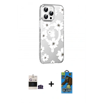 MARSİLYAN™- iPhone 14 Pro Max Kılıf Yörünge Işık Prime - Siyah 18D Cam Ekran Koruyucu + Bilvis Titan Kamera Lens - DNMR