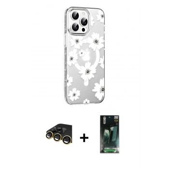 MARSİLYAN™- iPhone 14 Pro Max Kılıf Yörünge Işık Prime - Siyah 360 Mat Full Body Arka Koruyucu + Raze Metal Kamera Lens - GD