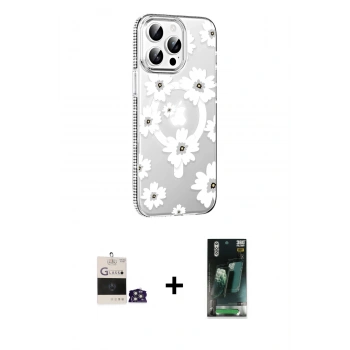 MARSİLYAN™- iPhone 14 Pro Max Kılıf Yörünge Işık Prime - Siyah 360 Mat Full Body Arka Koruyucu + Bilvis Titan Kamera Lens - GS