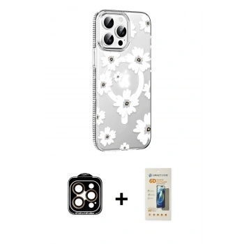 MARSİLYAN™- iPhone 14 Pro Max Kılıf Yörünge Işık Prime - Siyah 6D Mat Seramik Hayalet Nano Ekran Koruyucu + PVD Metal Kamera Lens - TU