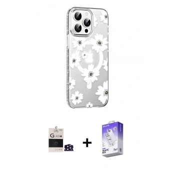 MARSİLYAN™- iPhone 14 Pro Max Kılıf Yörünge Işık Prime - Siyah Bilvis 5in1 3D Magic Cam Ekran Koruyucu + Bilvis Titan Kamera Lens - DNMR