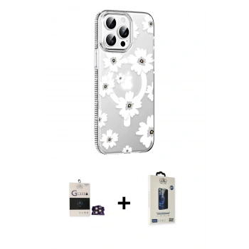 MARSİLYAN™- iPhone 14 Pro Max Kılıf Yörünge Işık Prime - Siyah Bilvis Hayalet Cam Ekran Koruyucu + Bilvis Titan Kamera Lens - GD