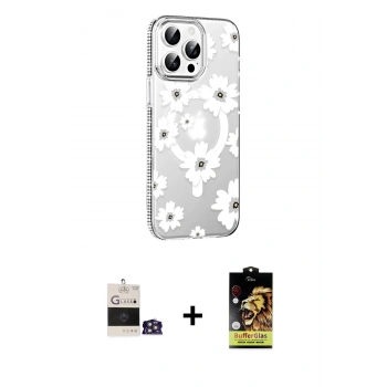 MARSİLYAN™- iPhone 14 Pro Max Kılıf Yörünge Işık Prime - Siyah Buffer Cam Ekran Koruyucu + Bilvis Titan Kamera Lens - GS