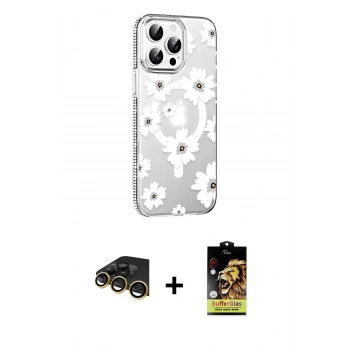 MARSİLYAN™- iPhone 14 Pro Max Kılıf Yörünge Işık Prime - Siyah Buffer Cam Ekran Koruyucu + Raze Metal Kamera Lens - GD