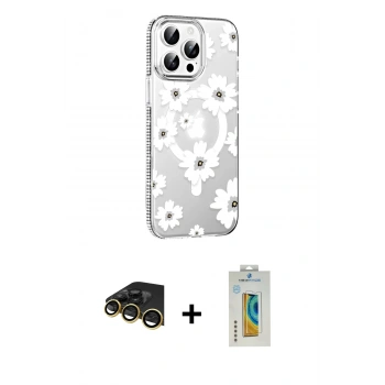 MARSİLYAN™- iPhone 14 Pro Max Kılıf Yörünge Işık Prime - Siyah Polymer Nano Ekran Koruyucu + Raze Metal Kamera Lens - GD