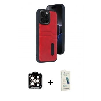 MARSİLYAN™- iPhone 14 Pro Max Kılıf Yörünge Işık Serisi - Şeffaf Pasifik Cam Ekran Koruyucu + PVD Metal Kamera Lens - TU