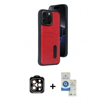 MARSİLYAN™- iPhone 14 Pro Max Kılıf Yörünge Işık Serisi - Şeffaf Royal Nano Ekran Koruyucu + PVD Metal Kamera Lens - TU