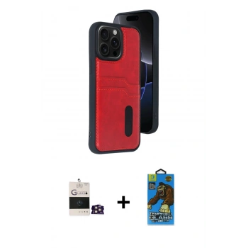 MARSİLYAN™- iPhone 14 Pro Max Kılıf Yörünge Işık Serisi - Siyah 18D Cam Ekran Koruyucu + Bilvis Titan Kamera Lens - GD