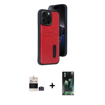 MARSİLYAN™- iPhone 14 Pro Max Kılıf Yörünge Işık Serisi - Siyah 360 Mat Full Body Arka Koruyucu + Bilvis Titan Kamera Lens - DNMR