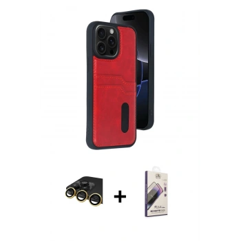 MARSİLYAN™- iPhone 14 Pro Max Kılıf Yörünge Işık Serisi - Siyah Bilvis 3D Mat Cam Ekran Koruyucu + Raze Metal Kamera Lens - GD
