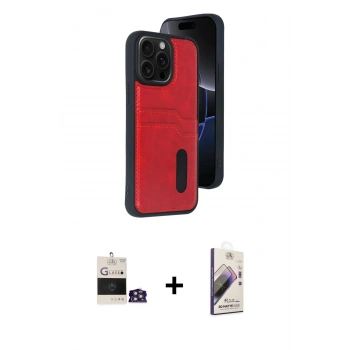 MARSİLYAN™- iPhone 14 Pro Max Kılıf Yörünge Işık Serisi - Siyah Bilvis 3D Mat Cam Ekran Koruyucu + Bilvis Titan Kamera Lens - GS