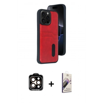 MARSİLYAN™- iPhone 14 Pro Max Kılıf Yörünge Işık Serisi - Siyah Bilvis 3D Mat Cam Ekran Koruyucu + PVD Metal Kamera Lens - TU
