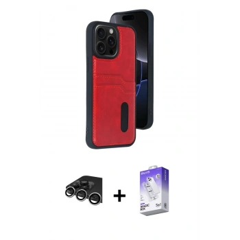 MARSİLYAN™- iPhone 14 Pro Max Kılıf Yörünge Işık Serisi - Siyah Bilvis 5in1 3D Magic Cam Ekran Koruyucu + Raze Metal Kamera Lens - GS
