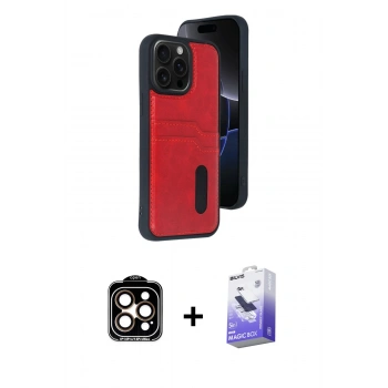 MARSİLYAN™- iPhone 14 Pro Max Kılıf Yörünge Işık Serisi - Siyah Bilvis 5in1 5D Magic Hayalet Cam Ekran Koruyucu + PVD Metal Kamera Lens - TU