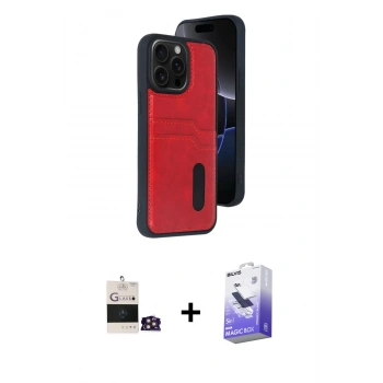MARSİLYAN™- iPhone 14 Pro Max Kılıf Yörünge Işık Serisi - Siyah Bilvis 5in1 5D Magic Hayalet Cam Ekran Koruyucu + Bilvis Titan Kamera Lens - GD