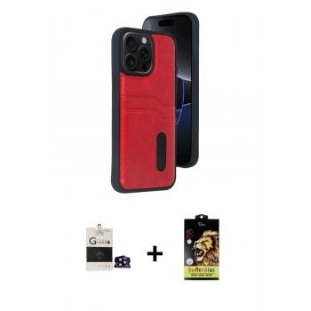 MARSİLYAN™- iPhone 14 Pro Max Kılıf Yörünge Işık Serisi - Siyah Buffer Cam Ekran Koruyucu + Bilvis Titan Kamera Lens - SH
