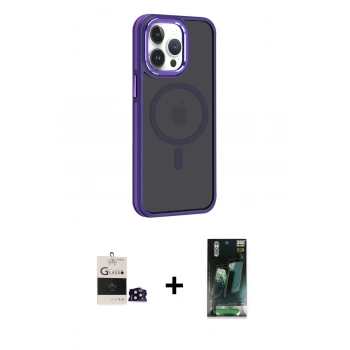 MARSİLYAN™- iPhone 14 Pro Max Kılıf Yörünge Klasik - Şeffaf 360 Full Body Arka Koruyucu + Bilvis Titan Kamera Lens - SH