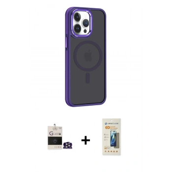 MARSİLYAN™- iPhone 14 Pro Max Kılıf Yörünge Klasik - Siyah 6D Mat Seramik Hayalet Nano Ekran Koruyucu + Bilvis Titan Kamera Lens - GS