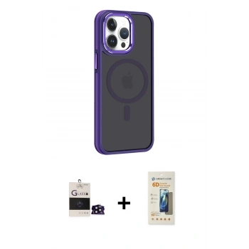 MARSİLYAN™- iPhone 14 Pro Max Kılıf Yörünge Klasik - Siyah 6D Mat Seramik Hayalet Nano Ekran Koruyucu + Bilvis Titan Kamera Lens - SH