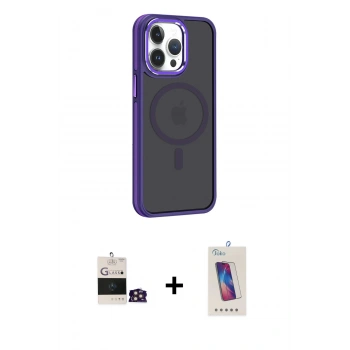 MARSİLYAN™- iPhone 14 Pro Max Kılıf Yörünge Klasik - Siyah Joko 5D Cam + Bilvis Titan Kamera Lens - GD