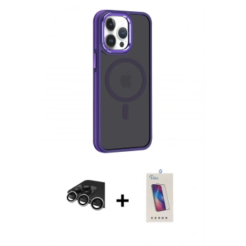 MARSİLYAN™- iPhone 14 Pro Max Kılıf Yörünge Klasik - Siyah Joko 5D Cam + Raze Metal Kamera Lens - GS