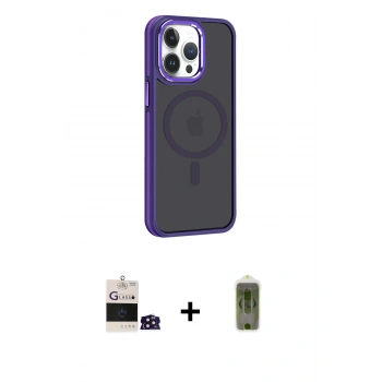 MARSİLYAN™- iPhone 14 Pro Max Kılıf Yörünge Klasik - Siyah Joko Magic 5D Hayalet Cam + Bilvis Titan Kamera Lens - DNMR