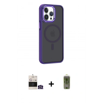 MARSİLYAN™- iPhone 14 Pro Max Kılıf Yörünge Klasik - Siyah Joko Magic 5D Hayalet Cam + Bilvis Titan Kamera Lens - GS