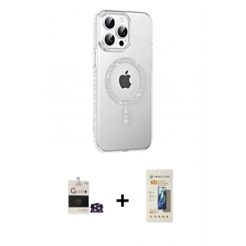 MARSİLYAN™- iPhone 14 Pro Max Kılıf Yörünge Koleksiyonu - Siyah 6D Mat Seramik Hayalet Nano Ekran Koruyucu + Bilvis Titan Kamera Lens - GS