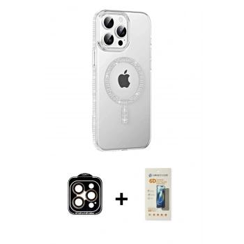MARSİLYAN™- iPhone 14 Pro Max Kılıf Yörünge Koleksiyonu - Siyah 6D Mat Seramik Hayalet Nano Ekran Koruyucu + PVD Metal Kamera Lens - TU