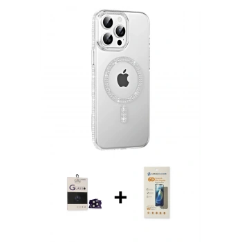 MARSİLYAN™- iPhone 14 Pro Max Kılıf Yörünge Koleksiyonu - Siyah 6D Mat Seramik Hayalet Nano Ekran Koruyucu + Bilvis Titan Kamera Lens - SH