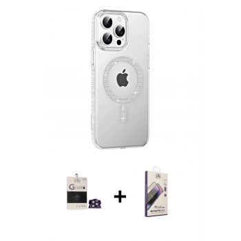 MARSİLYAN™- iPhone 14 Pro Max Kılıf Yörünge Koleksiyonu - Siyah Bilvis 3D Mat Cam Ekran Koruyucu + Bilvis Titan Kamera Lens - GS